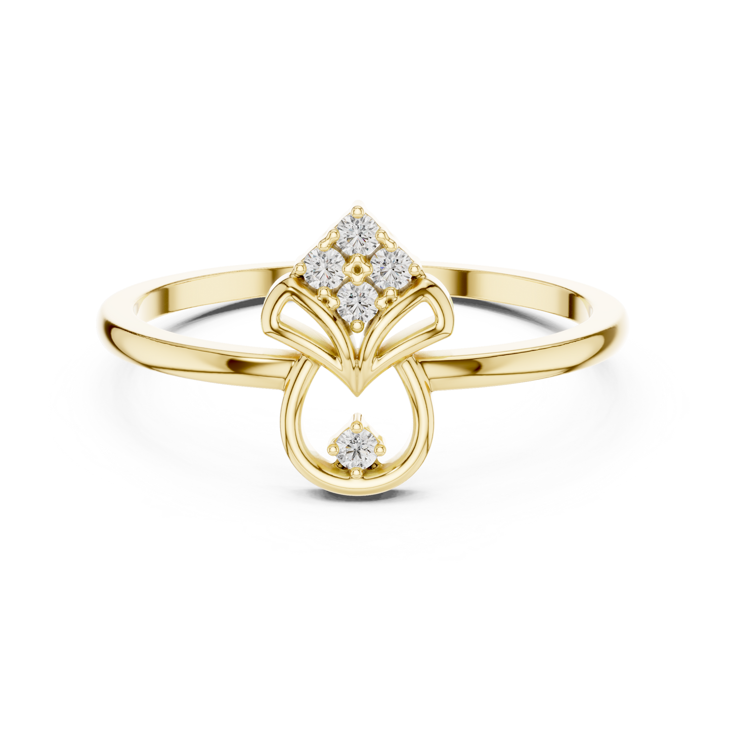 Geometric Drop Round Lab Grown Diamond Ring