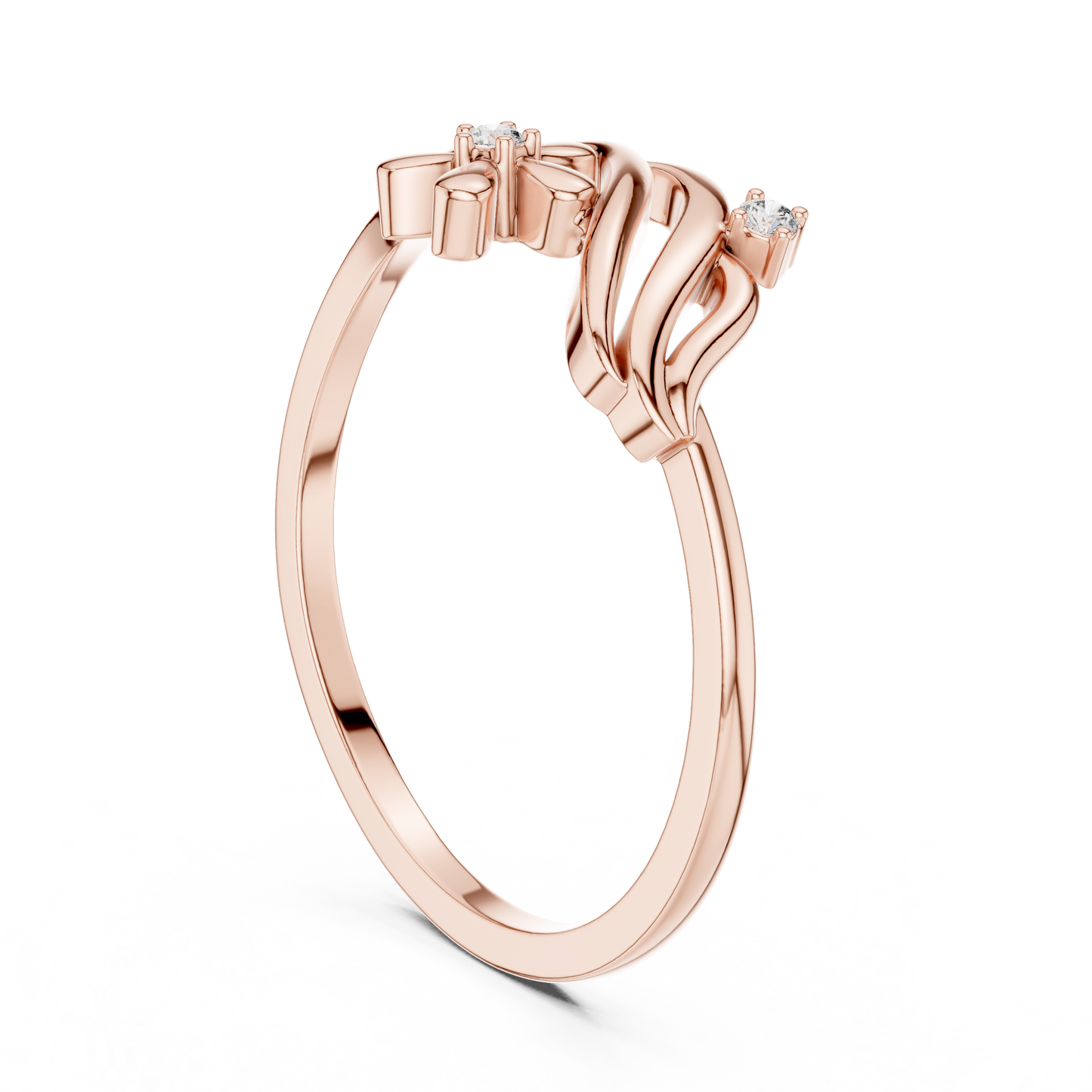 Round Lab Grown Diamond Botanical Bypass Ring