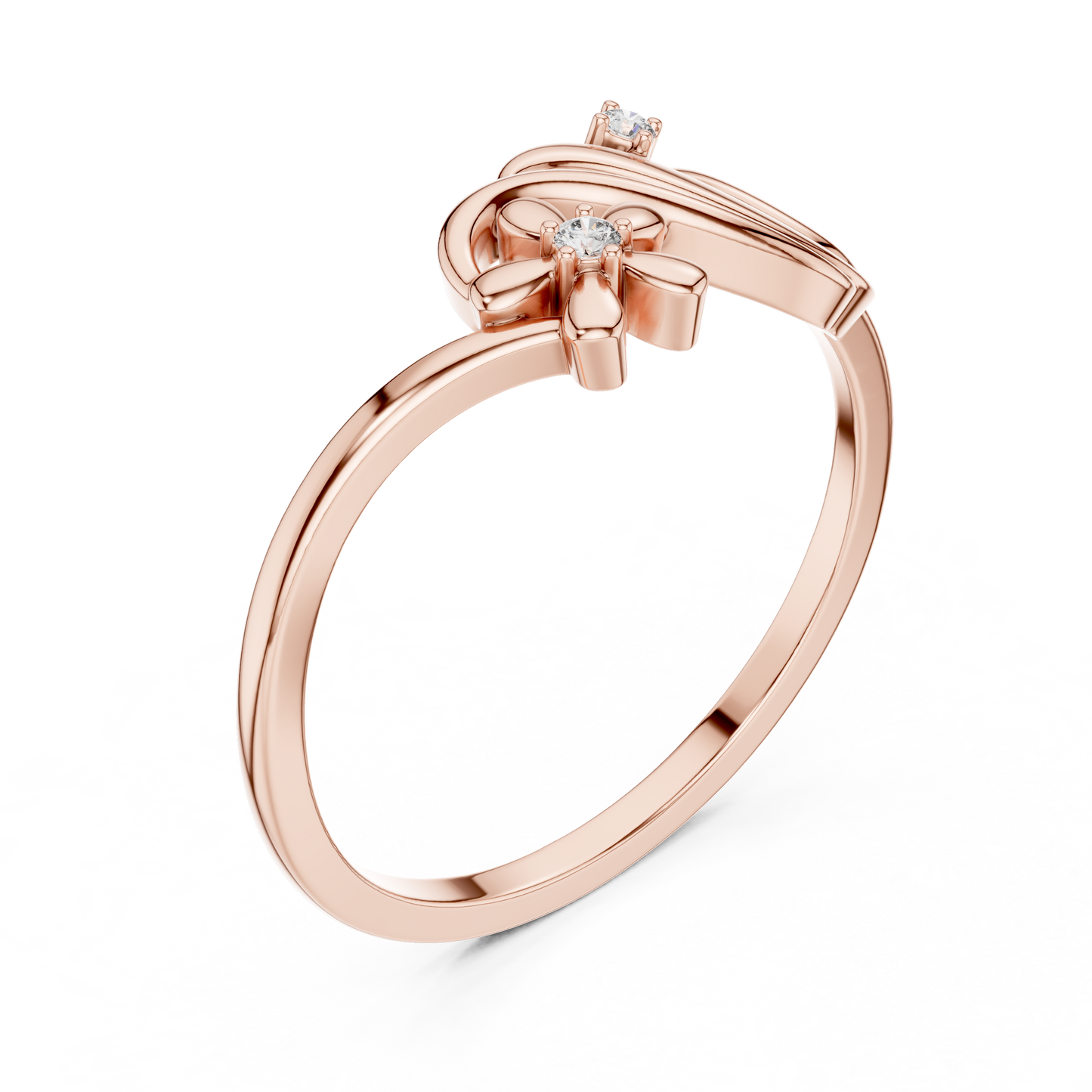 Round Lab Grown Diamond Botanical Bypass Ring