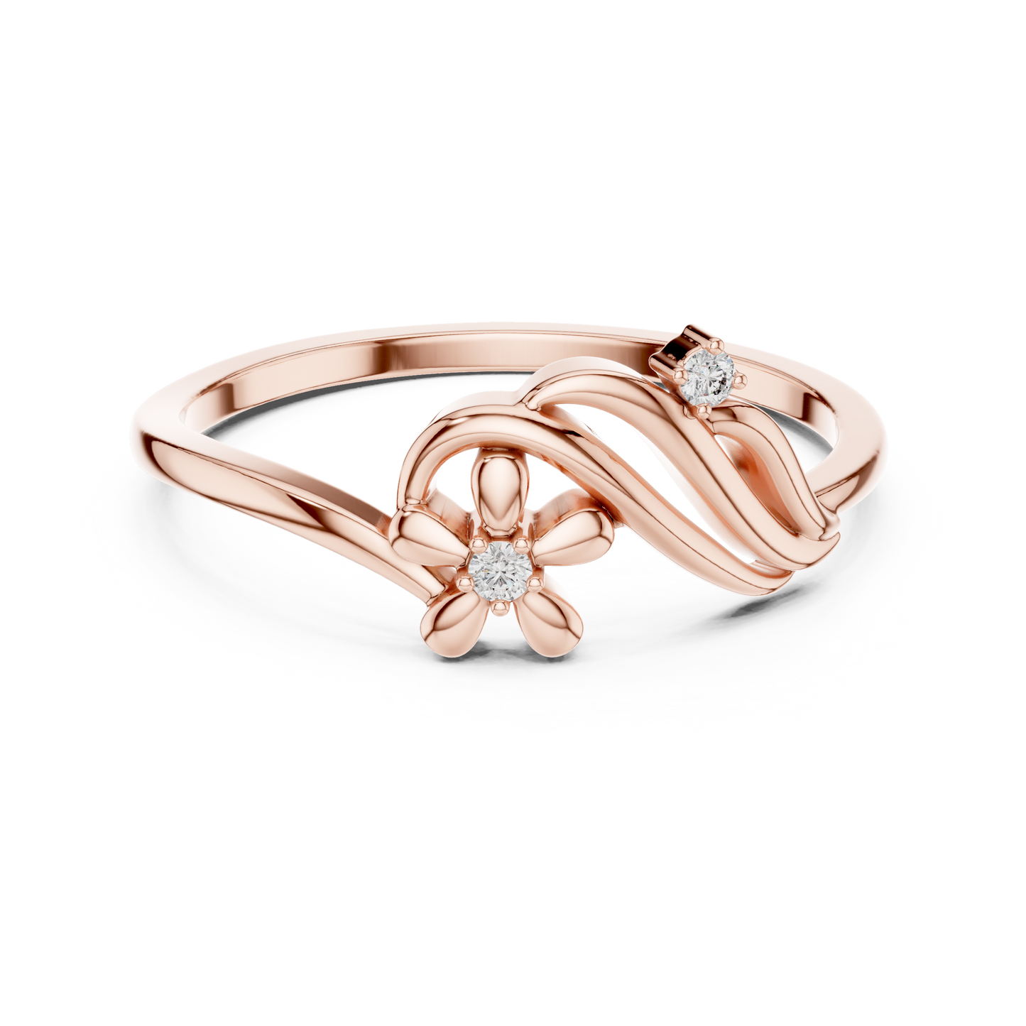 Round Lab Grown Diamond Botanical Bypass Ring