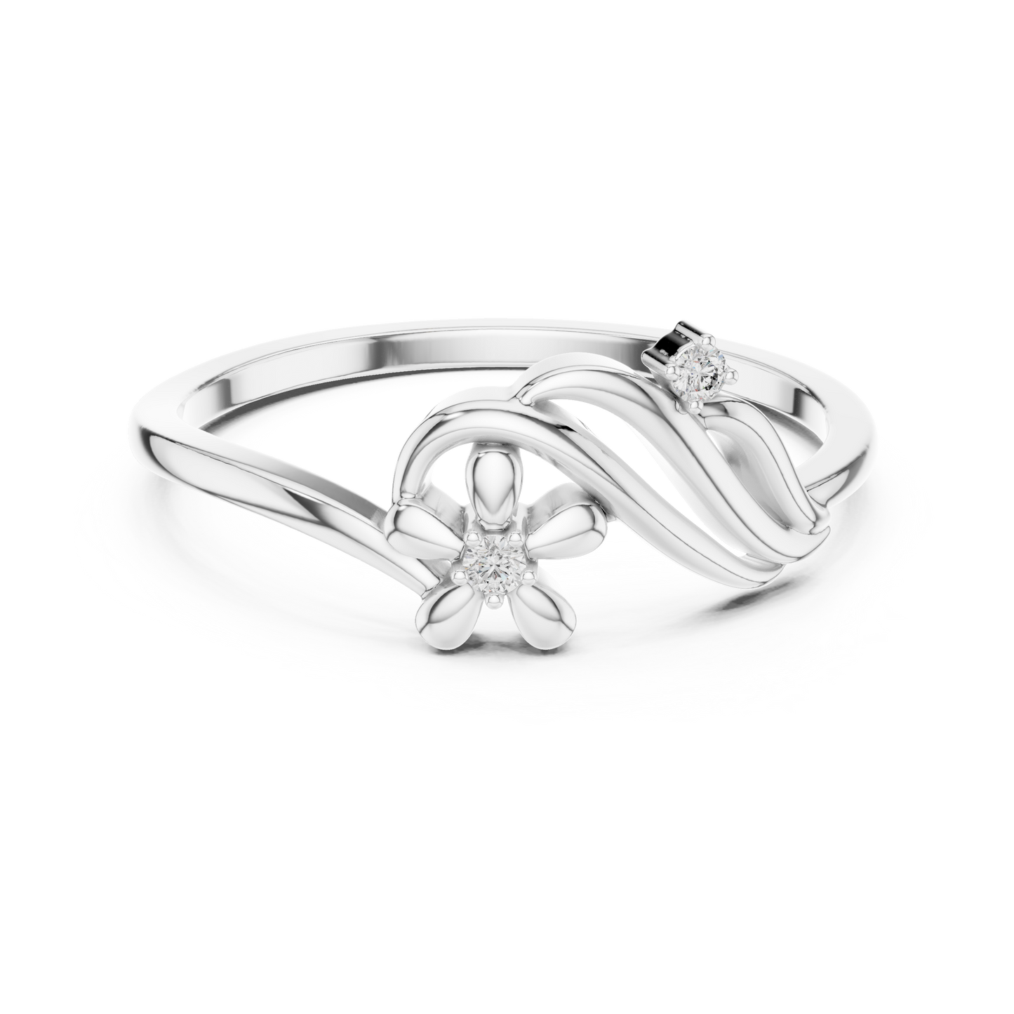 Round Lab Grown Diamond Botanical Bypass Ring