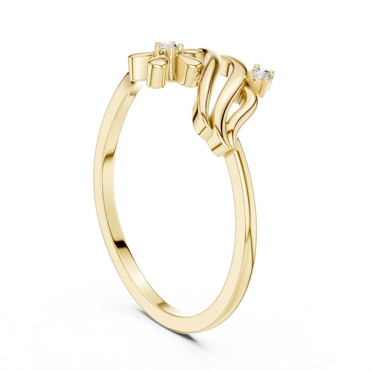 Round Lab Grown Diamond Botanical Bypass Ring