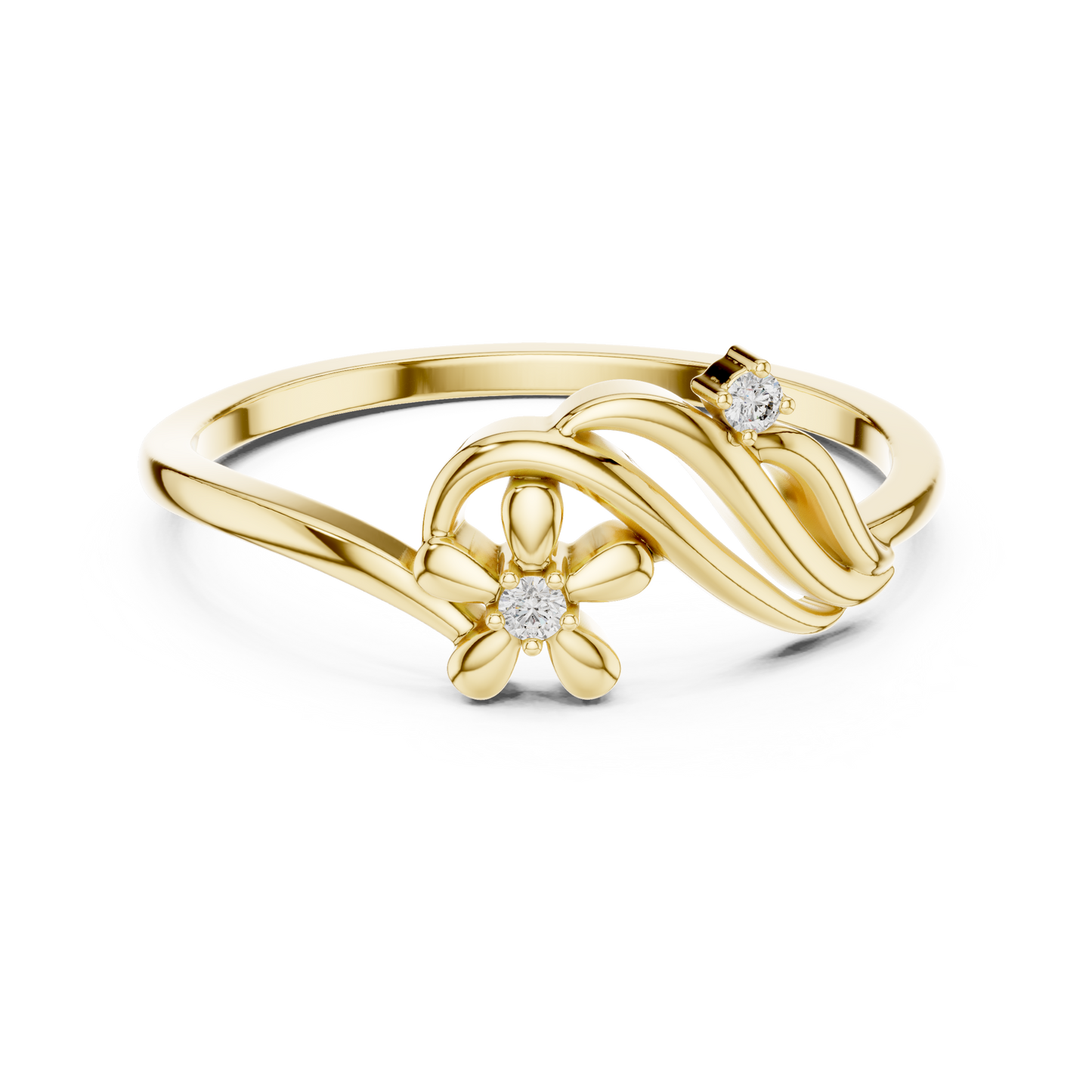 Round Lab Grown Diamond Botanical Bypass Ring