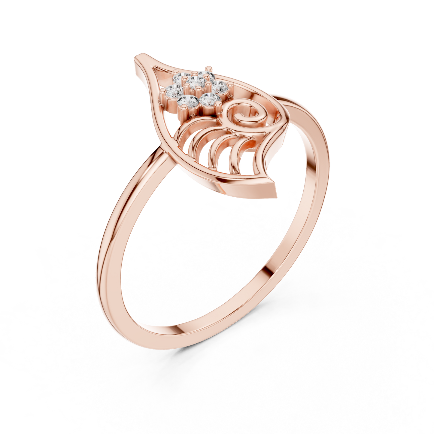 Whimsical Shell Spiral Lab Diamond Ring