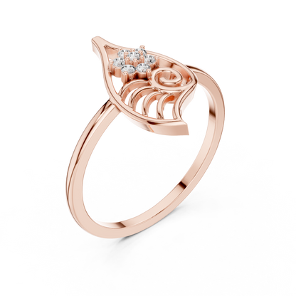 Whimsical Shell Spiral Lab Diamond Ring