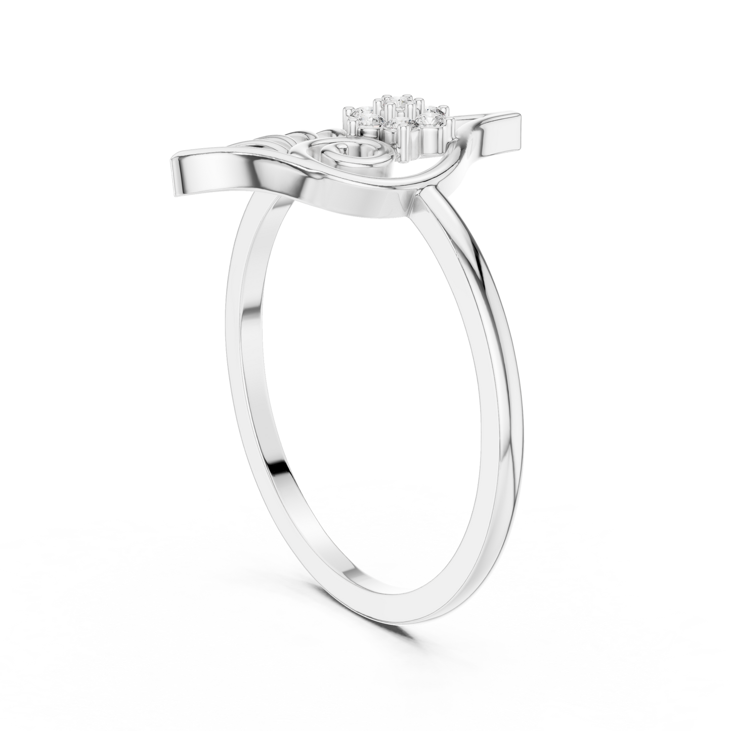 Whimsical Shell Spiral Lab Diamond Ring