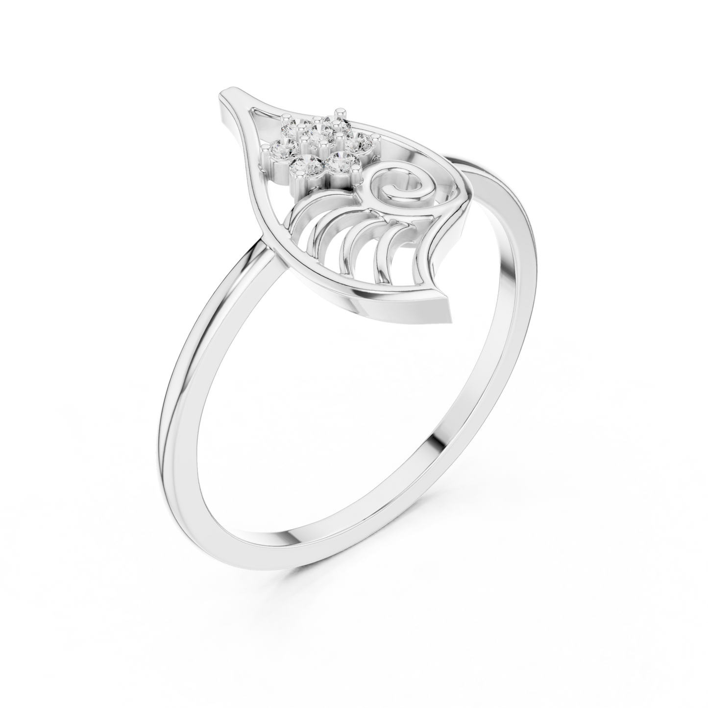 Whimsical Shell Spiral Lab Diamond Ring
