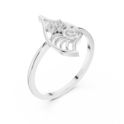 Whimsical Shell Spiral Lab Diamond Ring