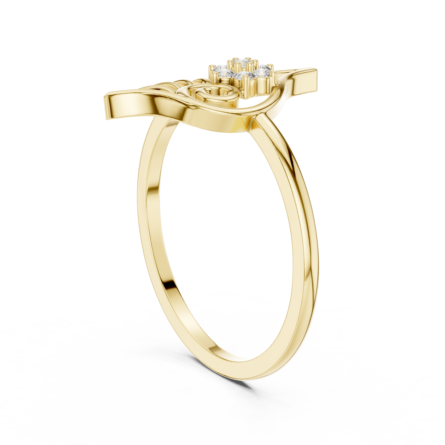 Whimsical Shell Spiral Lab Diamond Ring