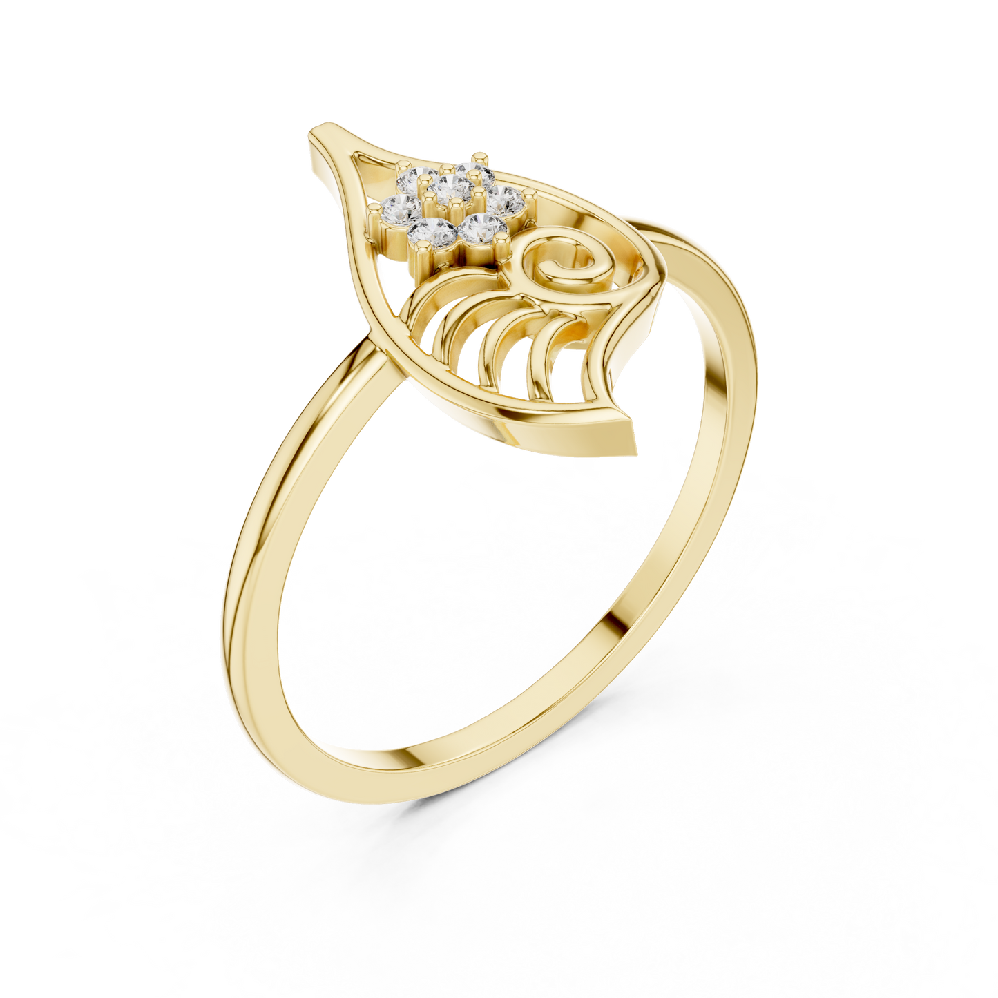 Whimsical Shell Spiral Lab Diamond Ring