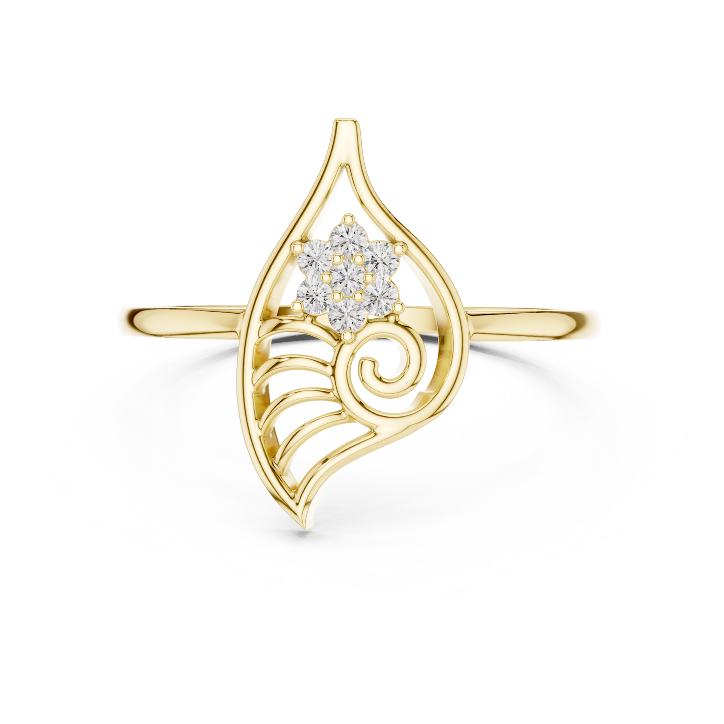 Whimsical Shell Spiral Lab Diamond Ring