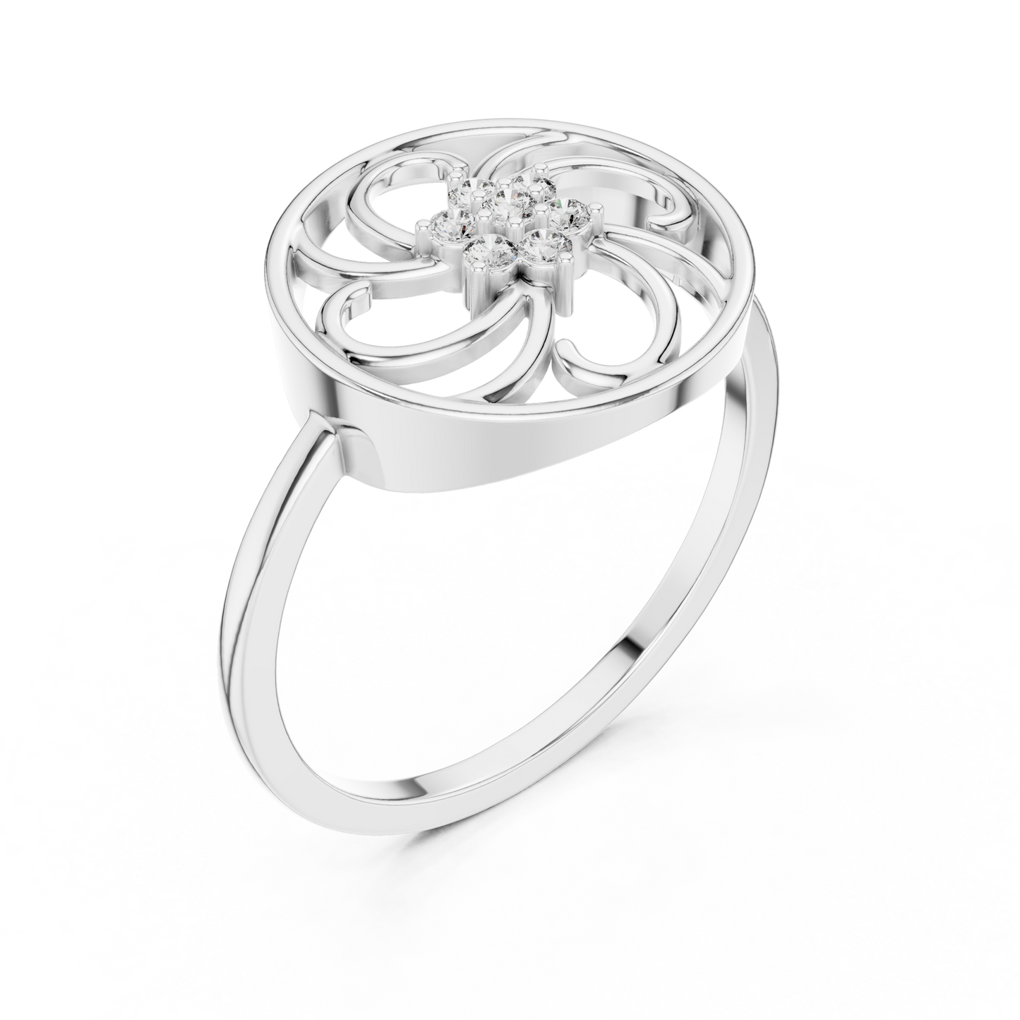 Celestial Swirl Round Lab Grown Diamond Ring