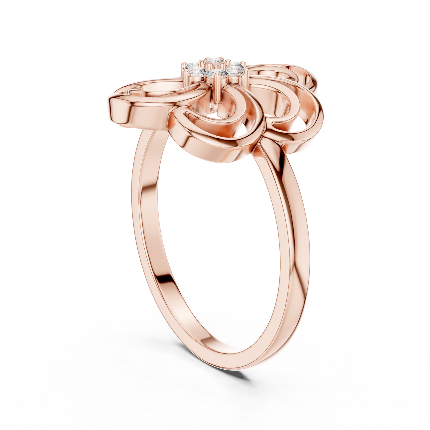 Round Lab Grown Diamond Spinning Blossom Ring