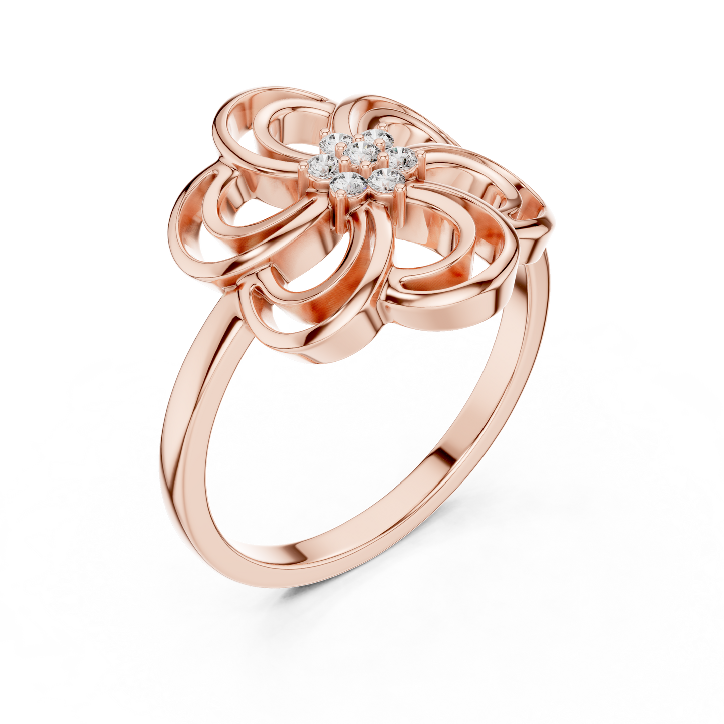 Round Lab Grown Diamond Spinning Blossom Ring