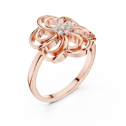 Round Lab Grown Diamond Spinning Blossom Ring