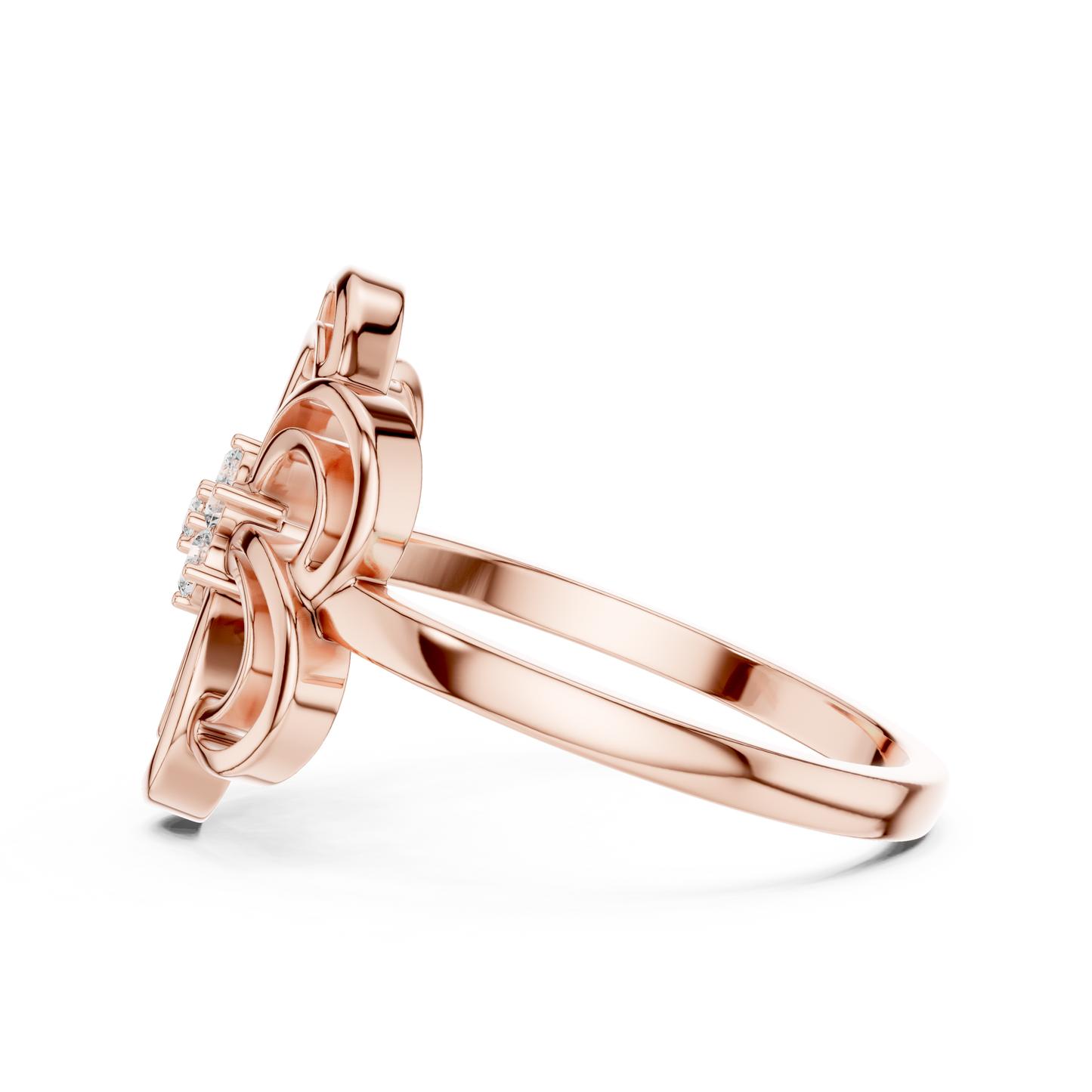 Round Lab Grown Diamond Spinning Blossom Ring
