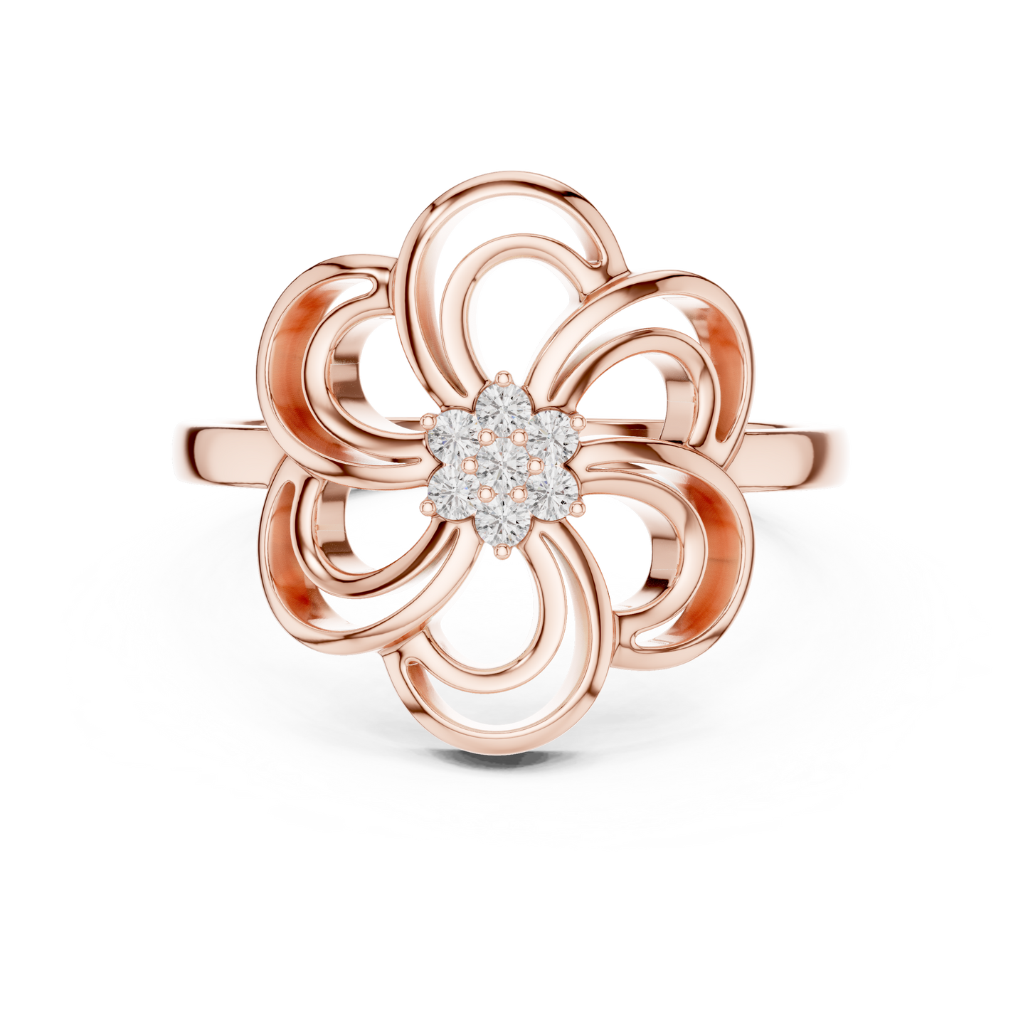 Round Lab Grown Diamond Spinning Blossom Ring
