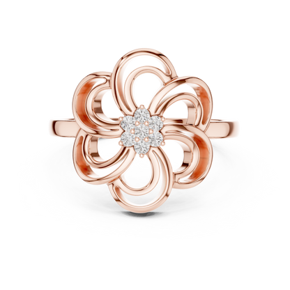 Round Lab Grown Diamond Spinning Blossom Ring