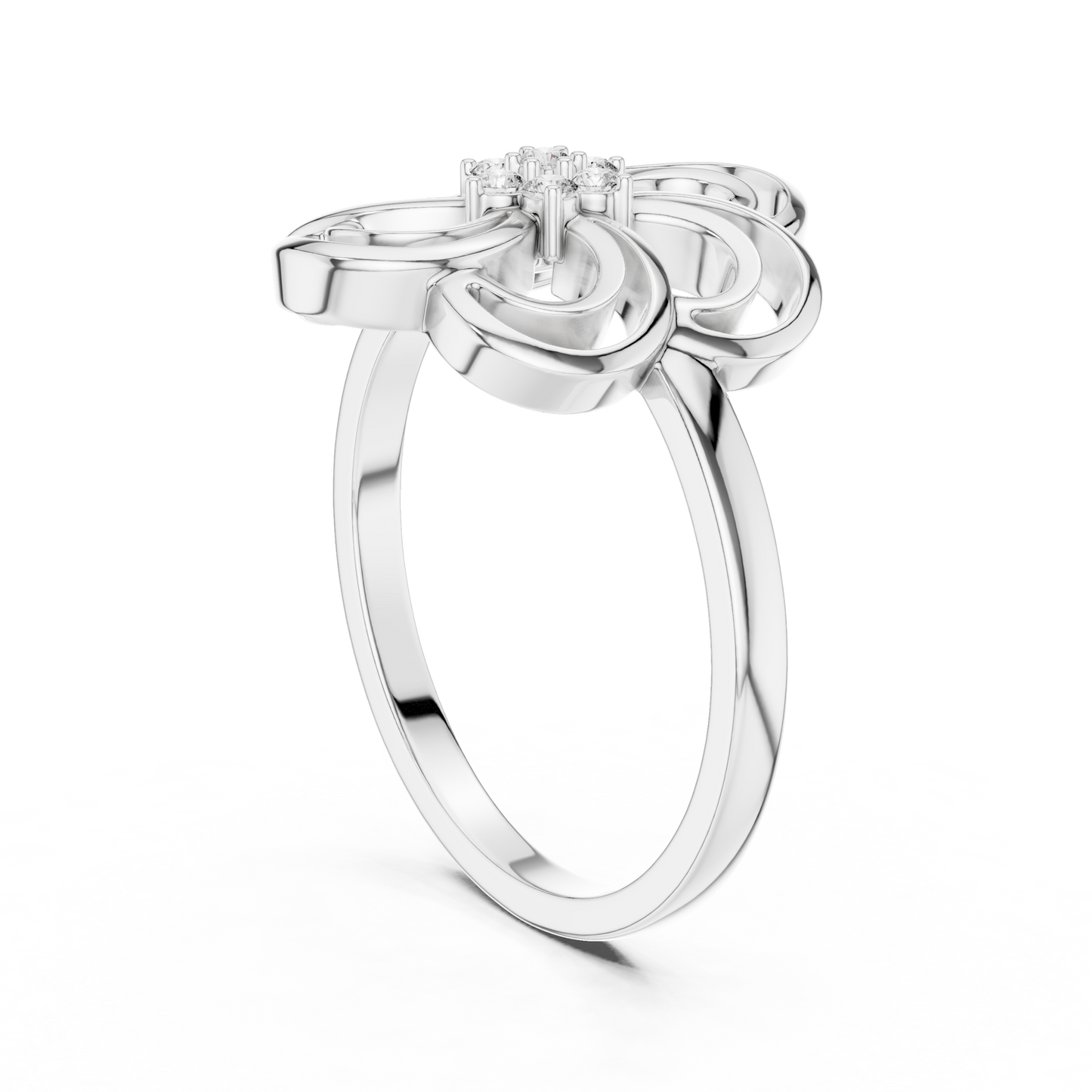 Round Lab Grown Diamond Spinning Blossom Ring