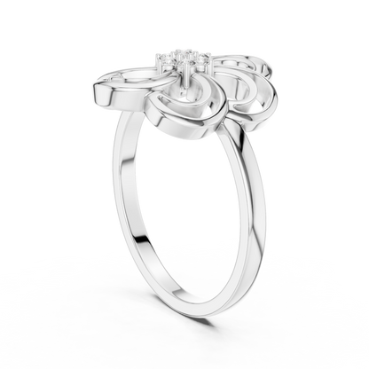 Round Lab Grown Diamond Spinning Blossom Ring
