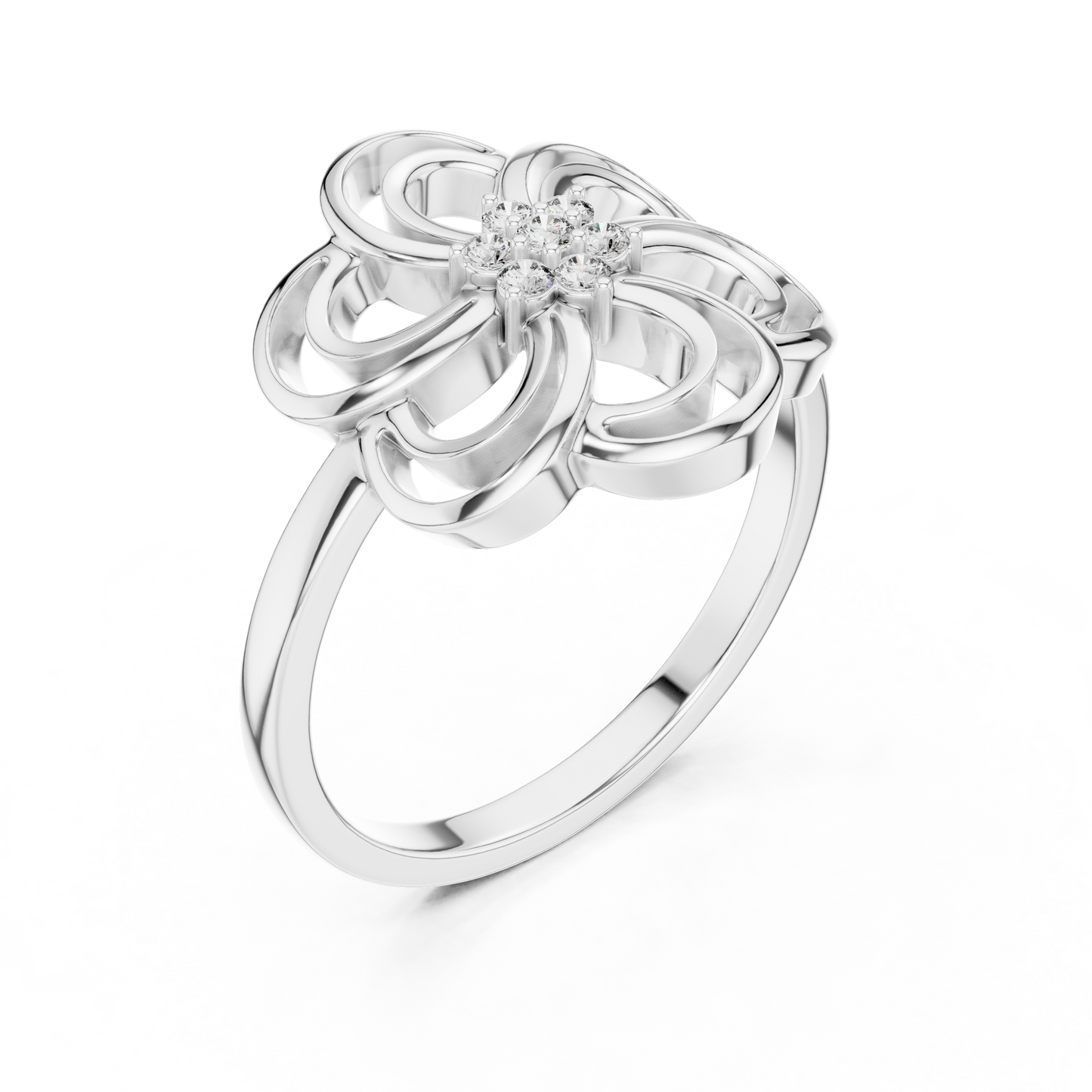 Round Lab Grown Diamond Spinning Blossom Ring