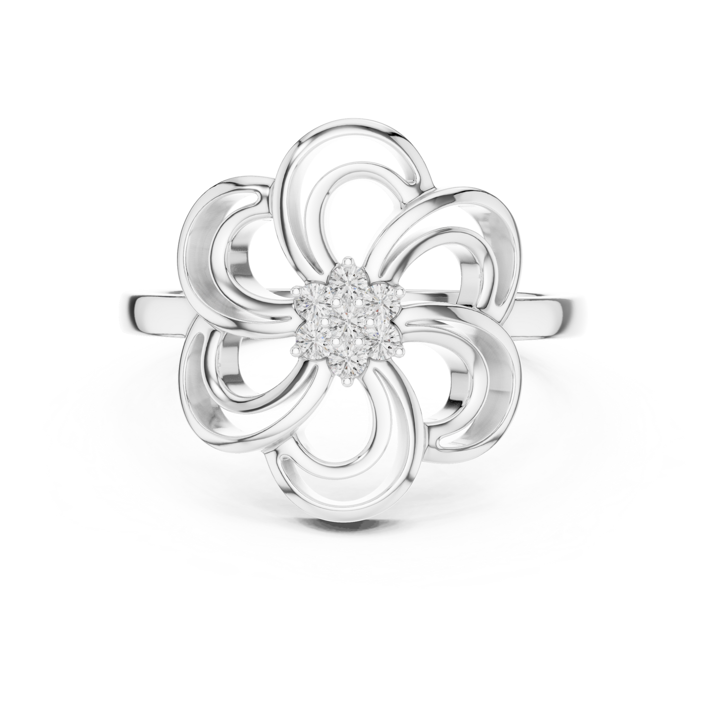 Round Lab Grown Diamond Spinning Blossom Ring