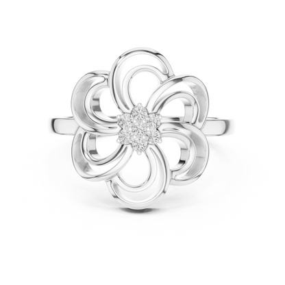Round Lab Grown Diamond Spinning Blossom Ring