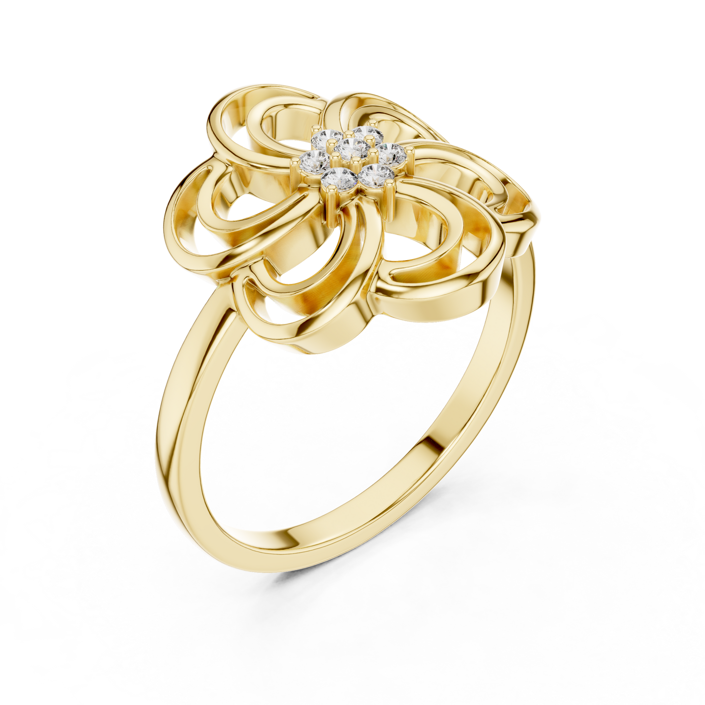 Round Lab Grown Diamond Spinning Blossom Ring