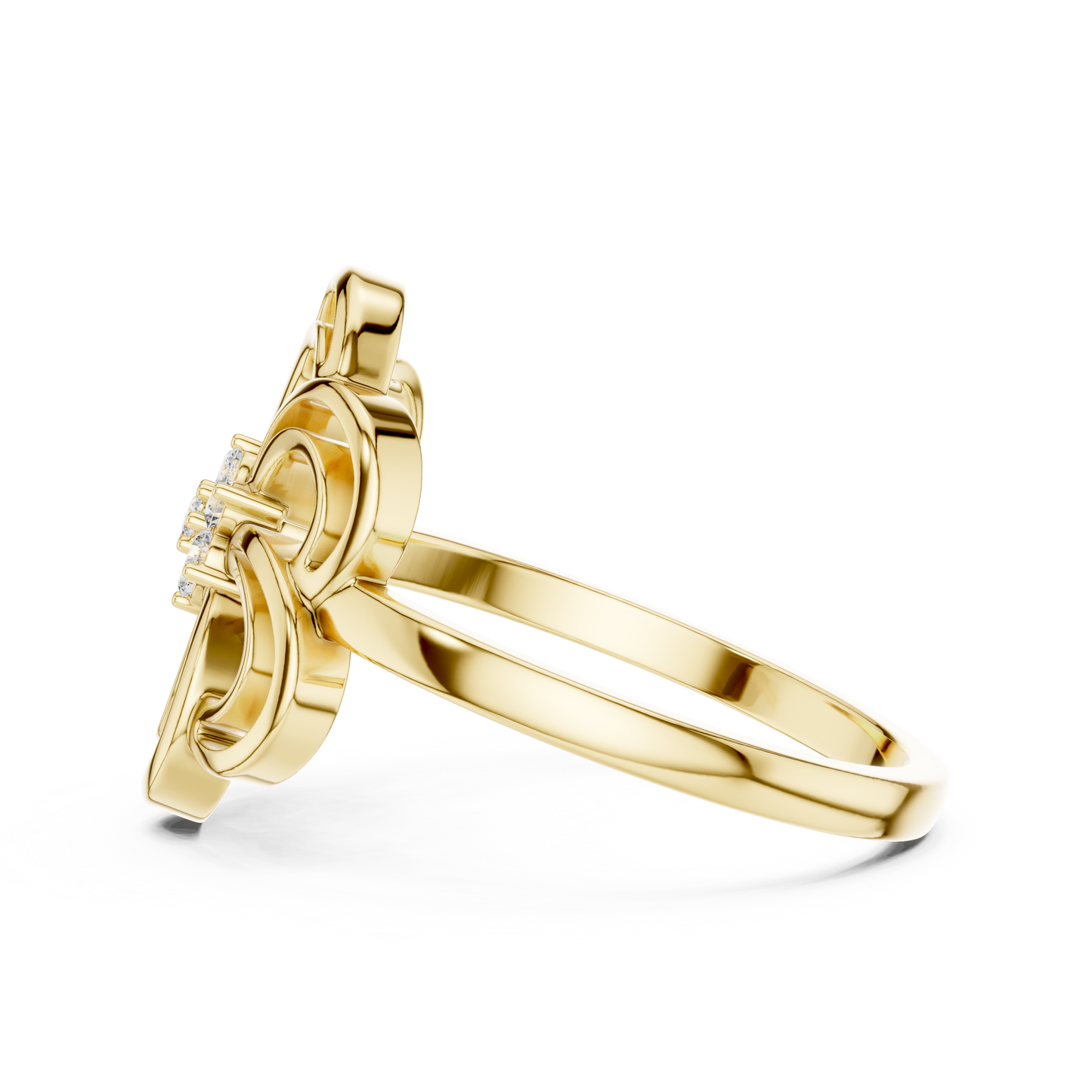Round Lab Grown Diamond Spinning Blossom Ring