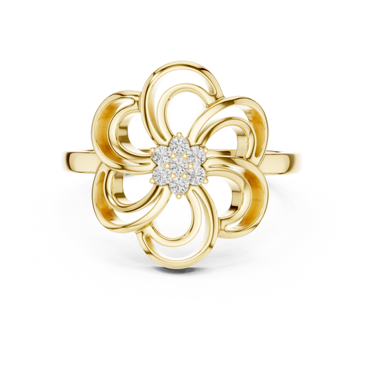 Round Lab Grown Diamond Spinning Blossom Ring