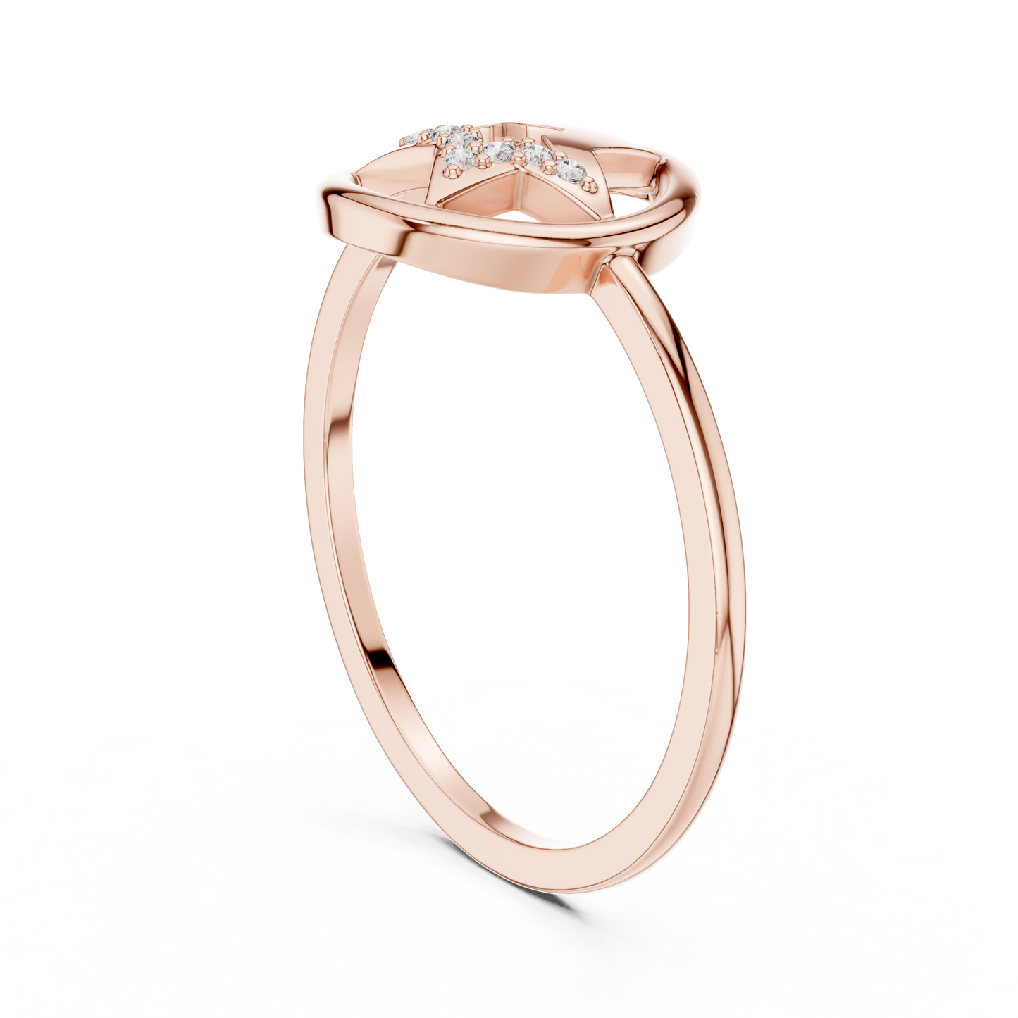 Open Circle Star Lab Grown Diamond Ring