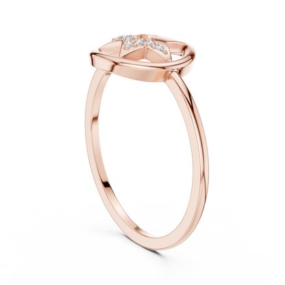 Open Circle Star Lab Grown Diamond Ring