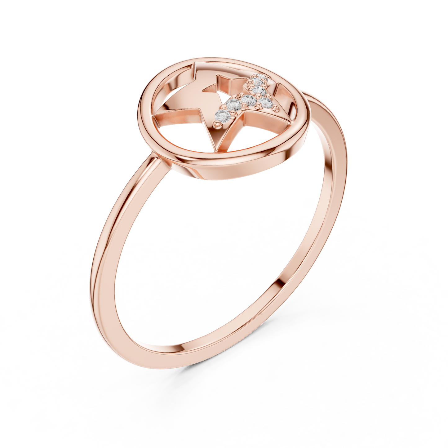 Open Circle Star Lab Grown Diamond Ring