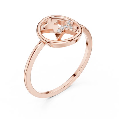 Open Circle Star Lab Grown Diamond Ring