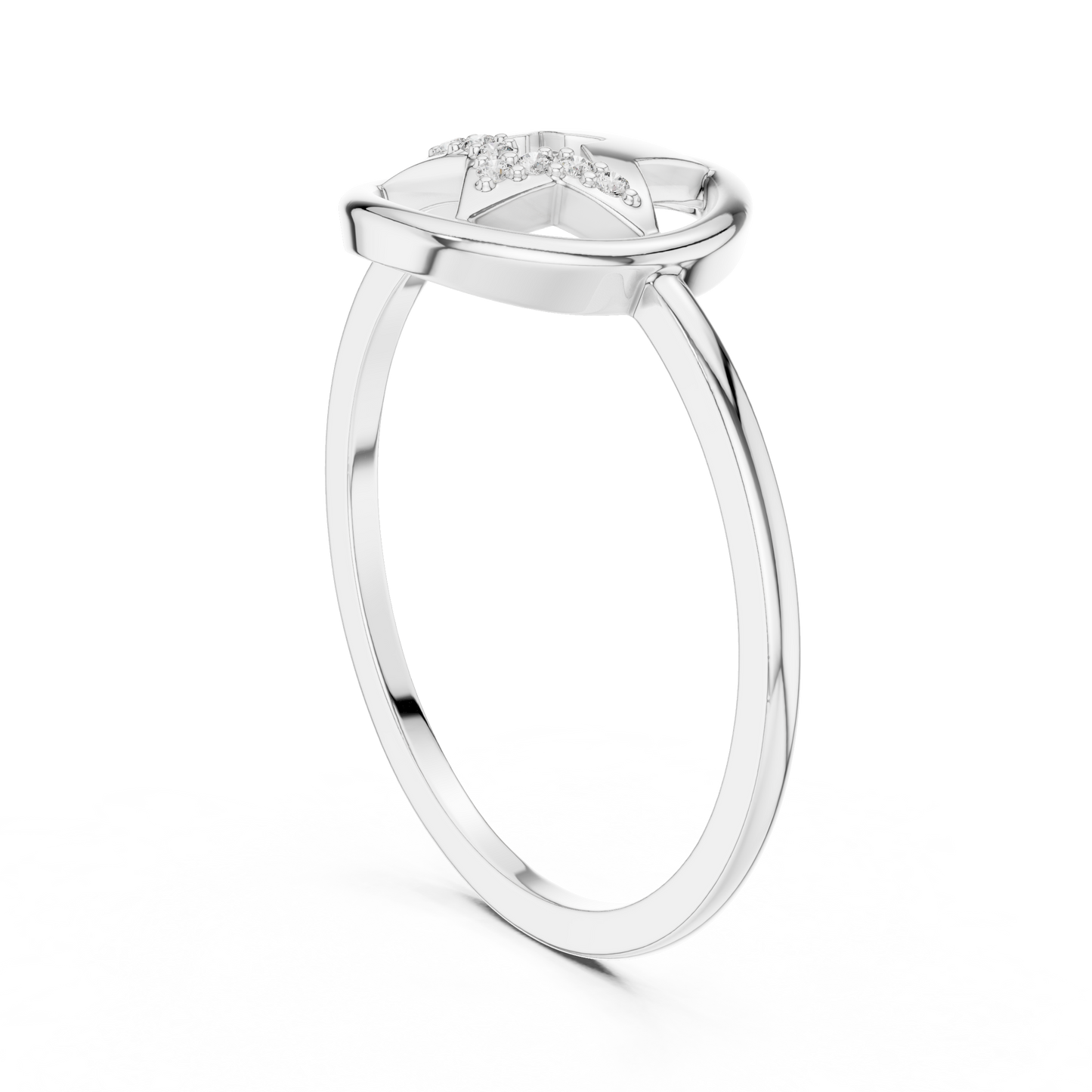 Open Circle Star Lab Grown Diamond Ring