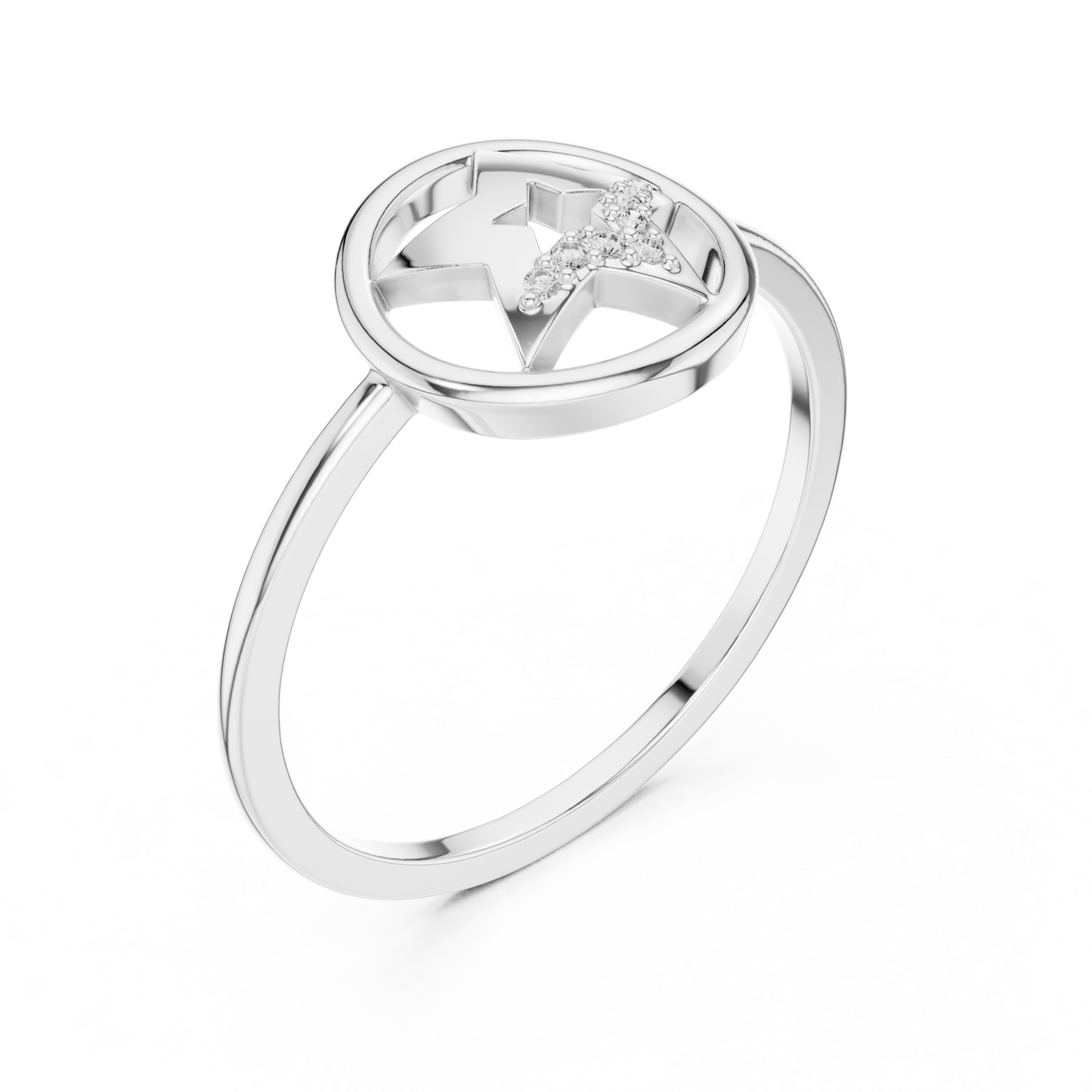 Open Circle Star Lab Grown Diamond Ring
