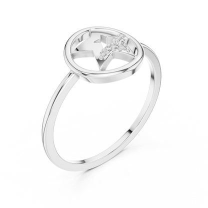 Open Circle Star Lab Grown Diamond Ring