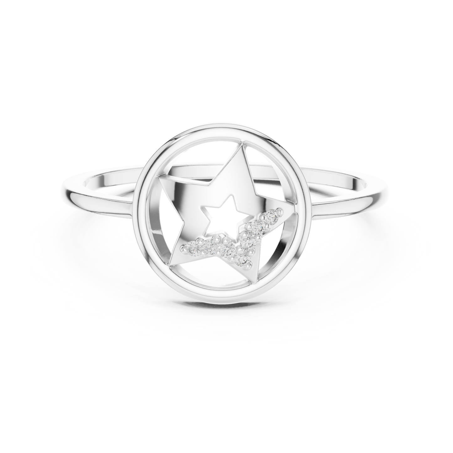Open Circle Star Lab Grown Diamond Ring