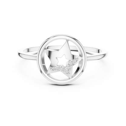 Open Circle Star Lab Grown Diamond Ring
