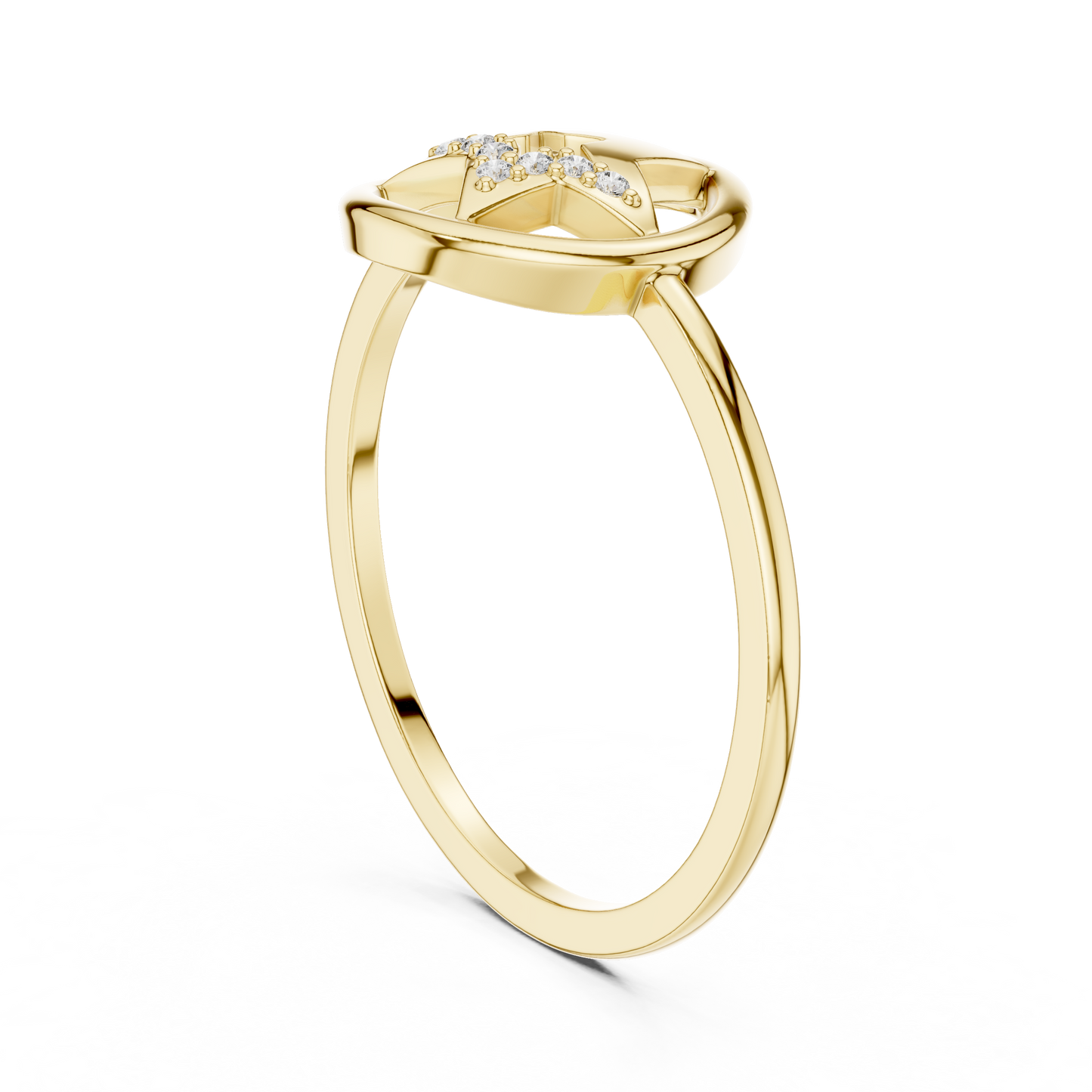 Open Circle Star Lab Grown Diamond Ring