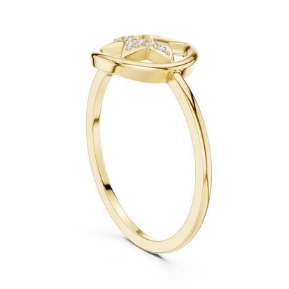Open Circle Star Lab Grown Diamond Ring