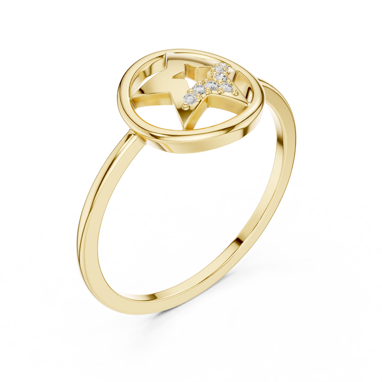 Open Circle Star Lab Grown Diamond Ring