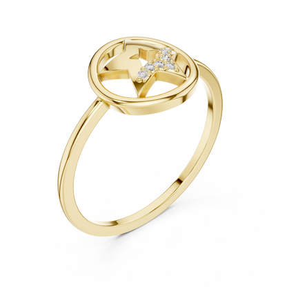 Open Circle Star Lab Grown Diamond Ring