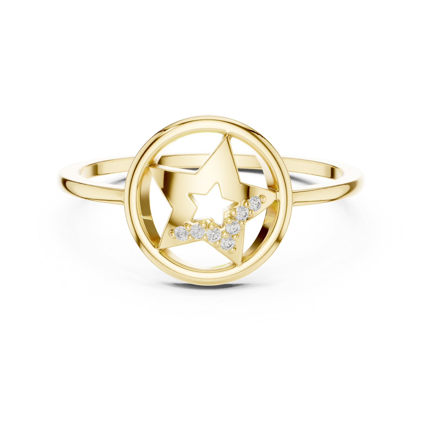 Open Circle Star Lab Grown Diamond Ring
