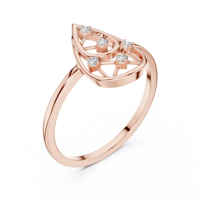 Round Lab Grown Diamond Pear Cut Frame Ring