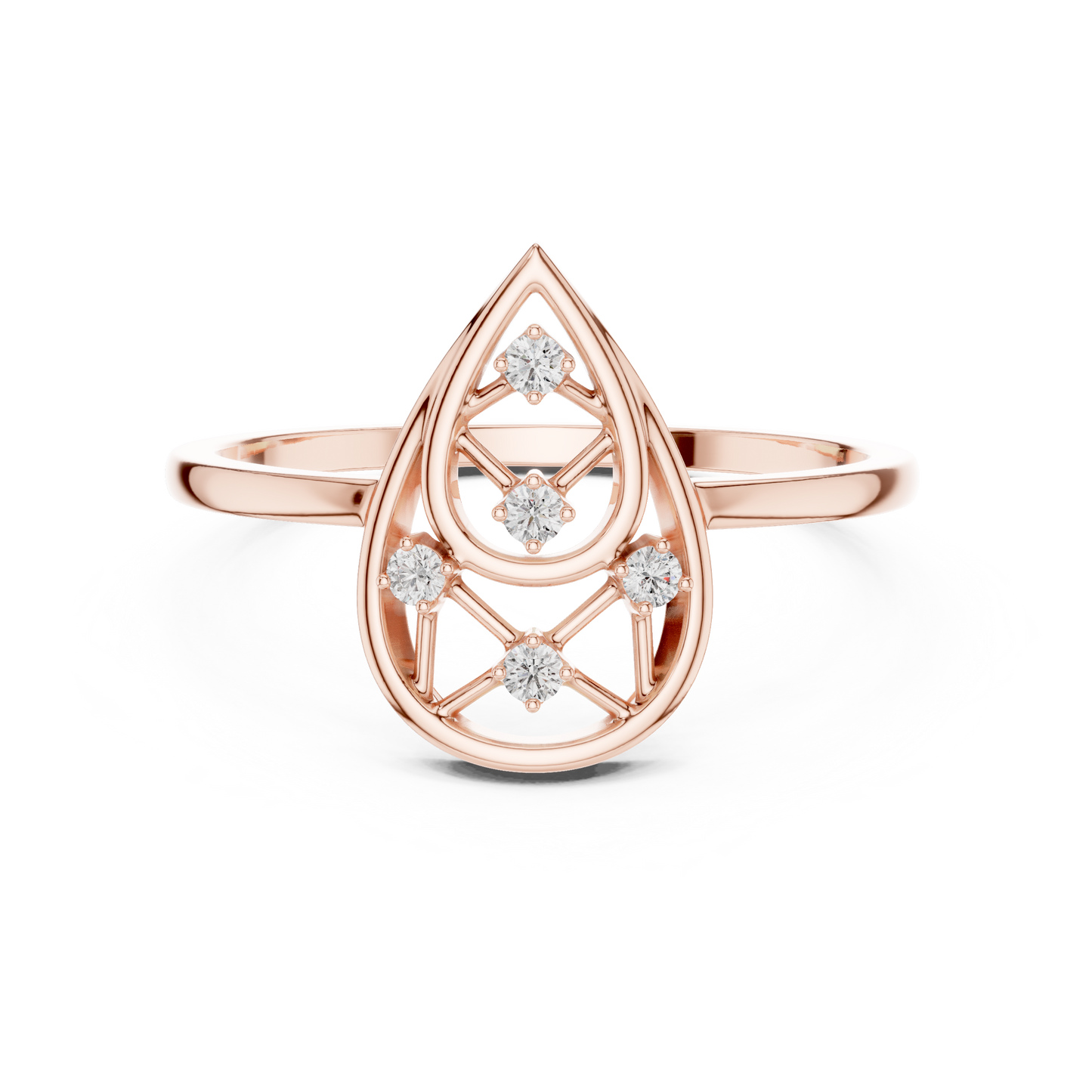 Round Lab Grown Diamond Pear Cut Frame Ring
