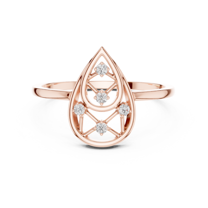Round Lab Grown Diamond Pear Cut Frame Ring