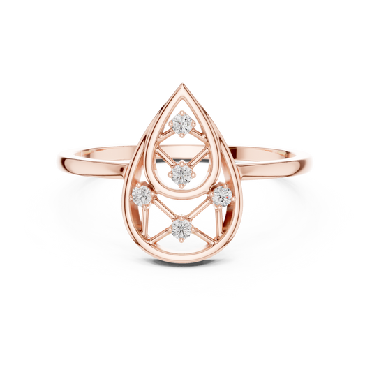 Round Lab Grown Diamond Pear Cut Frame Ring