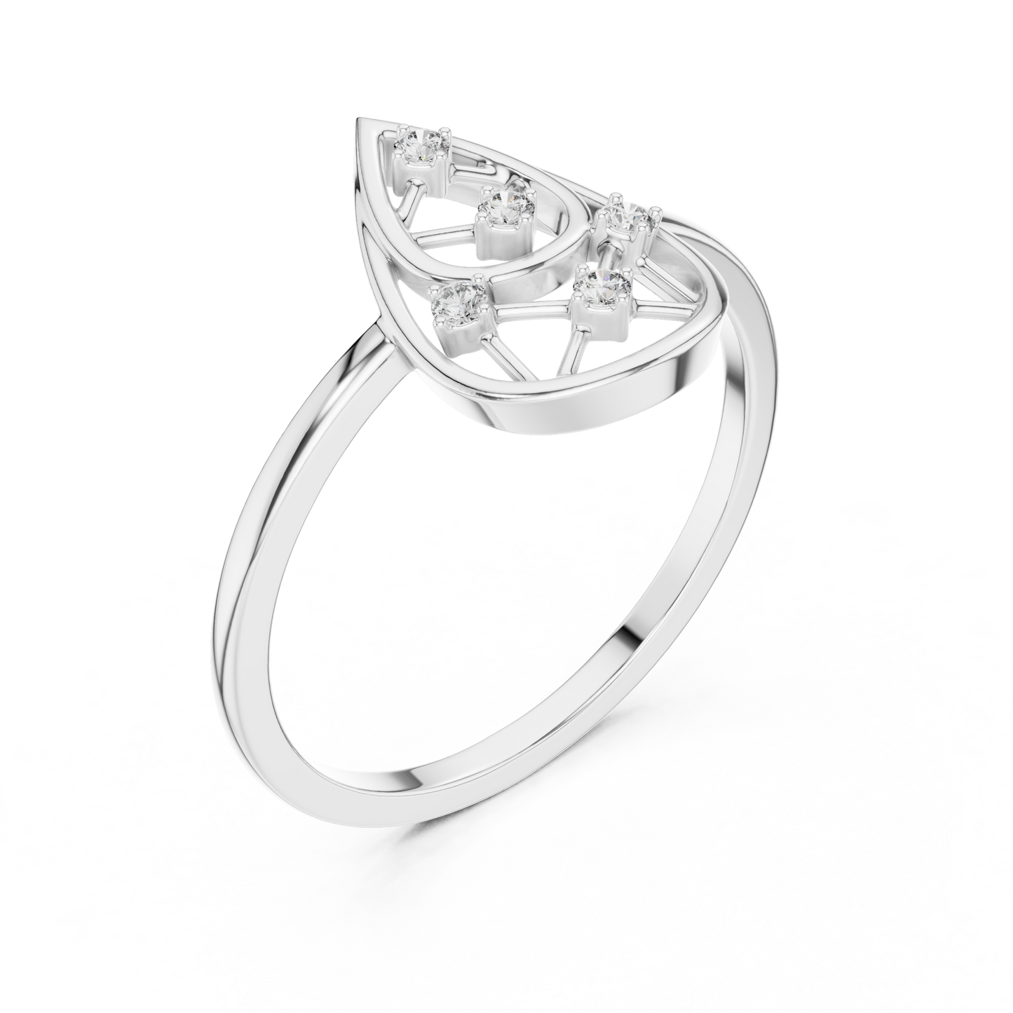 Round Lab Grown Diamond Pear Cut Frame Ring