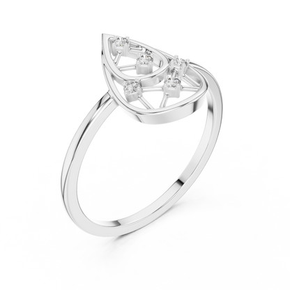 Round Lab Grown Diamond Pear Cut Frame Ring